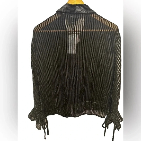 Velvet Striped burnout sheer black Michelle blouse top by line & dot size M - Picture 6 of 15